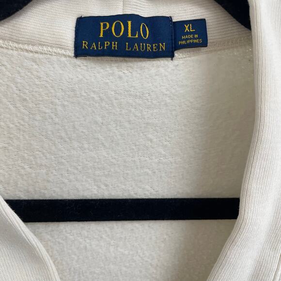 Polo Ralph Lauren Letterman Patch Button Up Varsity Cardigan Cream Mens XL AS IS - Picture 5 of 7